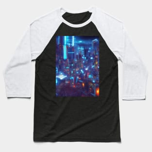 Cool Japanese Neon City Baseball T-Shirt